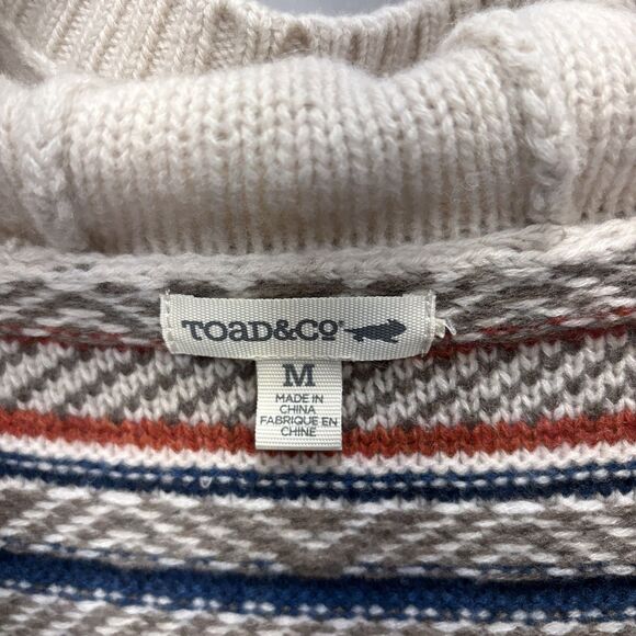 Toad & Co Women Hoodie Sweater Medium Striped Lambswool Zip Pockets Cozy Outdoor - Picture 3 of 11